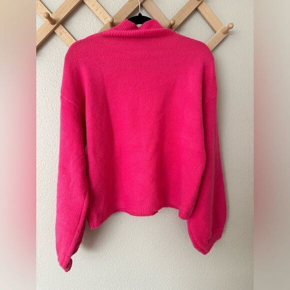 Line & Dot Julia Mock Neck Sweater Hot Pink Sz L - Picture 7 of 7